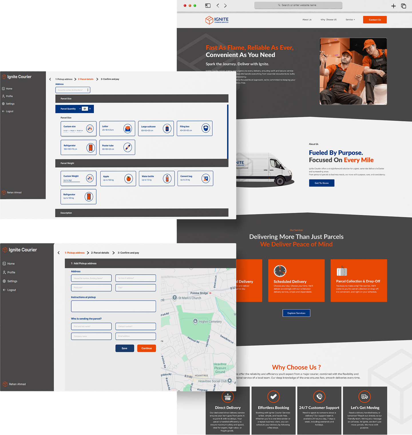 Ignite Courier Services - Website, SEO, Social Media, Dashboard