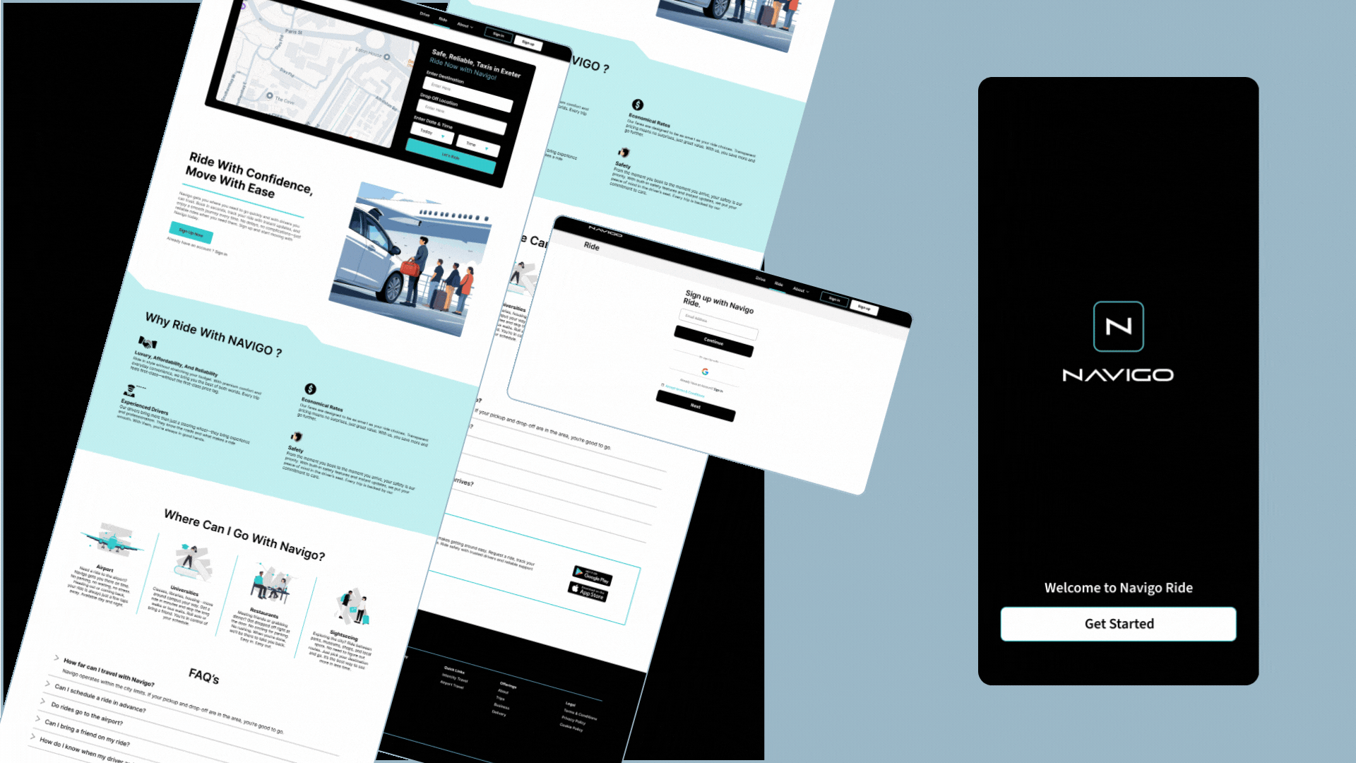 Navigo Rider App and Website Design